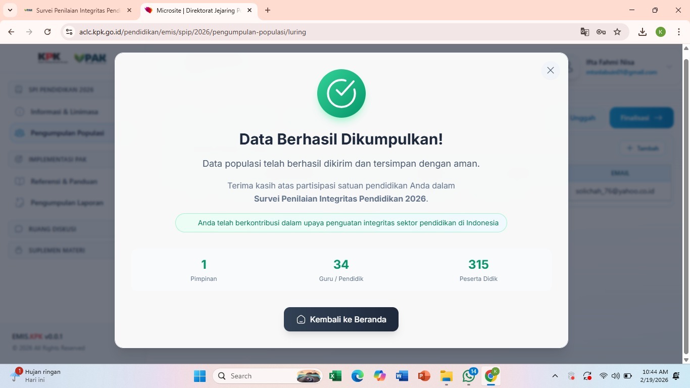 MTsN 9 Bantul Sukses Lakukan Validasi Data Populasi Responden SPIP Tahun 2026